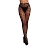 Le Désir Heart Patterned Tights - One Size - Black